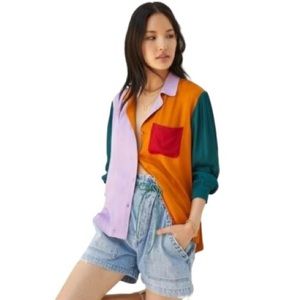 Farm Rio Color Block Button Down from Anthropologie